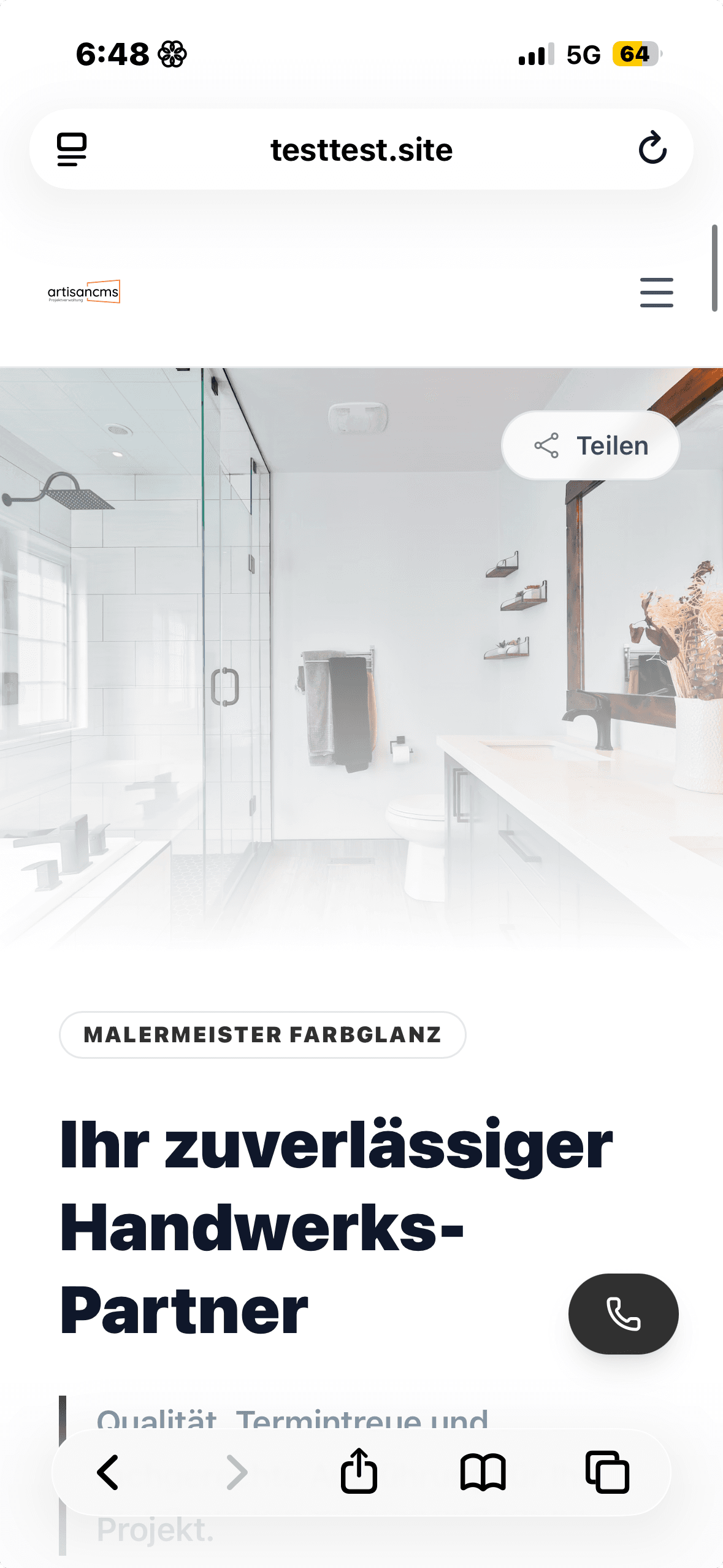 Screenshot: Mobile-Optimierung